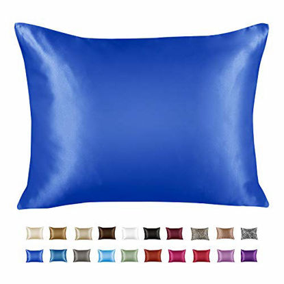 Picture of ShopBedding Luxury Satin Pillowcase for Hair - Standard Satin Pillowcase with Zipper, Royal (1 per Pack) - Blissford