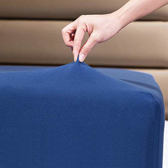 Picture of Fitted Sheet- COSMOPLUS King Fitted Sheet OnlyNo Flat Sheet or Pillow Shams,4 Way Stretch Micro-Knit,Snug Fit,Wrinkle Free,for Standard Mattress and Air Bed Mattress from 8 Up to 14,Navy