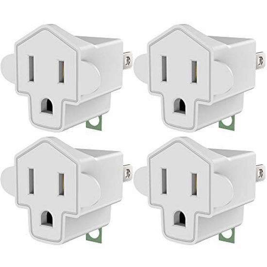 Picture of ETL Listed 3-2 Prong Grounding Outlet Adapter, JACKYLED 3 Prong to 2 Prong Adapter Converter, Portable Fireproof 200 Resistant Heavy Duty Wall Outlet Plug for Household Appliances Industrial, 4 Pack