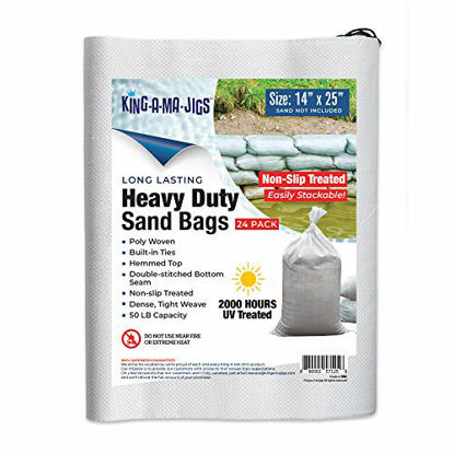 Picture of Sandbags (24 Pack) Long Lasting, Heavy Duty Sandbags with Ties (14" x 25") Non-Slip Treated - UV Treated - Empty Sand Bags - for Flooding and Weights for Canopy, Tent, Umbrella Stand