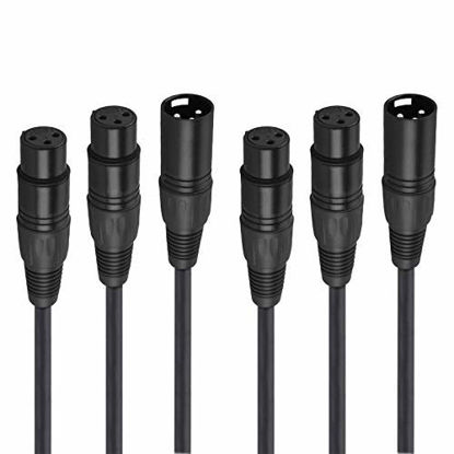 Picture of CableCreation [2-Pack] XLR Male to Dual XLR Female Y Splitter 3Pin Balanced Microphone Cable, 0.3 Meter/Black