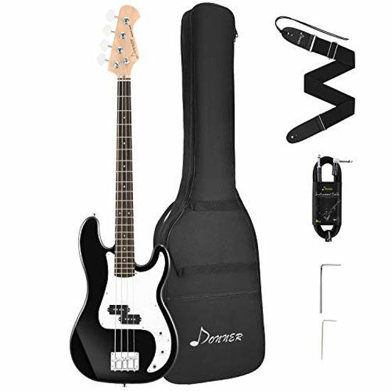 Donner Electric Bass Guitar 4 Strings Full Size PB Beginner Kit Sunburst 21  Frets for Starter with Gig Bag, Guitar Strap, and Guitar Cable, DPB-510S