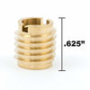 Picture of E-Z Lok 400-M8 Threaded Insert, Brass, Knife Thread, M8-1.25 Internal Threads, 0.625" Length (Pack of 10)