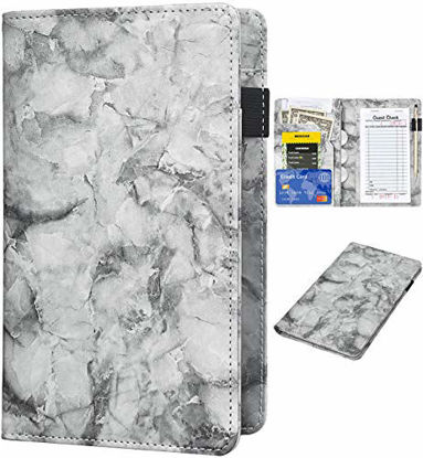 Picture of Server Books for Waitress - Marble Texture Leather Waiter Book Server Wallet with Zipper Pocket, Cute Waitress Book&Waitstaff Organizer with Money Pocket Fit Server Apron(Black)