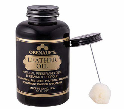 Picture of Obenaufs Leather Oil Conditions Restores Preserves Dry Leather (16oz With Applicator)