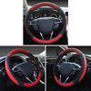 Picture of SEG Direct Black and Red Microfiber Leather Auto Car Steering Wheel Cover Universal 15 inch