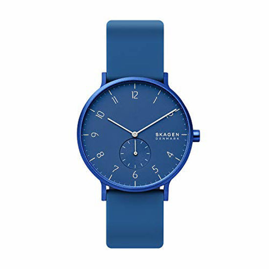 Picture of Skagen Men's Aaren Quartz Analog Stainless Steel and Silicone Watch, Color: Blue (Model: SKW6508)