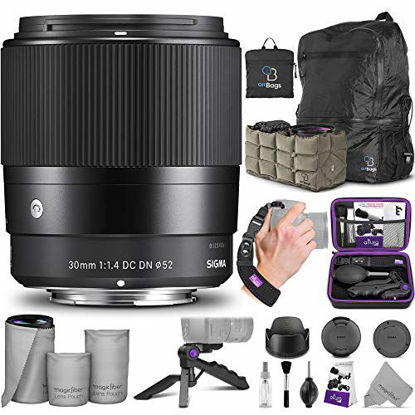 Picture of Sigma 30mm F1.4 Contemporary DC DN Lens for Sony E Mount Cameras with Essential Photo and Travel Bundle