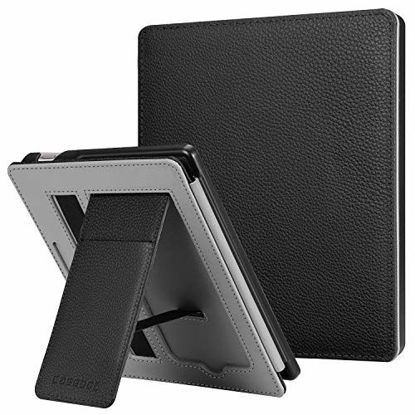 Picture of CaseBot Stand Case for All-New Kindle Oasis (10th Generation, 2019 Release and 9th Generation, 2017 Release) - Premium PU Leather Sleeve Cover with Card Slot and Hand Strap, Black