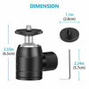 Picture of Neewer Mini Ball Head 1/4 inch Screw 360 Degree Rotatable Tripod Head with Lock and Hot Shoe Mount Adapter for LED Light,Ring Light, Tripod, Monopod, Slider, Camera, Load Up to 6.6 pounds/3 kilograms