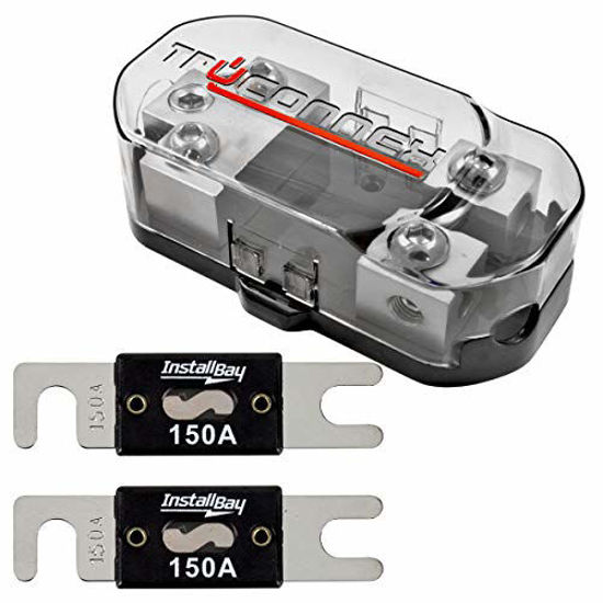 Picture of TruConnex 1-4 Gauge Input and 4-8 GA Outputs Dual ANL Fuse Holder Distribution Block and 2 Pack ANL Fuses - 150 AMP