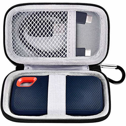 Picture of Hard Case Compatible with SanDisk 500GB/ 1TB/ 2TB Extreme Portable SSD - Up to 1050MB/s - USB-C, USB 3.2 Gen 2 - External Solid State Drive. Carrying Travel Holder for USB Cables. (Box Only)