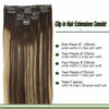 Picture of GOO GOO Human Hair Extensions Clip in Ombre Chocolate Brown to Honey Blonde 16 Inch 120g 7pcs Remy Clip in Hair Extensions Straight Thick Remy Hair Extensions