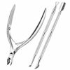 Picture of Cuticle Trimmer with Cuticle Pusher, XUNXMAS Cuticle Remover Cutter Nipper Scissor and Triangle Cuticle Nail Pusher Peeler Scraper, Durable Dead Skin Clipper Manicure Pedicure Tools (Silver)