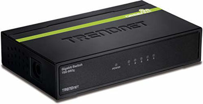 Picture of TRENDnet 5-Port Unmanaged Gigabit GREENnet Desktop Metal Switch, TEG-S50g, Ethernet Splitter, Ethernet/Network Switch, 5 x Gigabit Ports, Fanless, 10 Gbps Switching Fabric, Lifetime Protection,Black