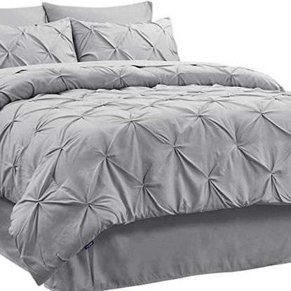 BEDSURE TWIN SHEETS GRAY 4PCS- PILLOWCASE, SHEET, FITTED SHEET