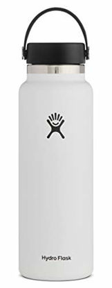 Picture of HYDRO FLASK White 40 Oz Wide Mouth Bottle With Flex Cap, 1 EA