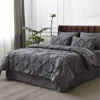 Picture of Bedsure Comforter Set Full/Queen Bed in A Bag Dark-Grey 8 Pieces - 1 Pinch Pleat Comforter(88X88 inches), 2 Pillow Shams, Flat Sheet, Fitted Sheet, Bed Skirt, 2 Pillowcases