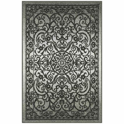 Picture of Maples Rugs Pelham Vintage Area Rugs for Living Room & Bedroom [Made in USA], 3'4 x 5, Grey Tonal