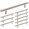 Picture of homdiy (10 Pack) Modern Cabinet Pulls Bruhsed Nickel Drawer Pulls - HD201SN Cabinet Door Handles Stainless Steel Tube T Bar Drawer Pulls for Drawers, Kitchen Cabinets, 8in Hole Centers