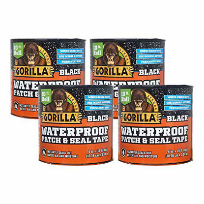 Picture of Gorilla Waterproof Patch & Seal Tape 4" x 10' Black, (Pack of 4)