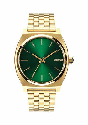 Picture of Nixon Time Teller A0451919-00. Gold and Green Womens Watch (37mm. Gold Metal Band/Green Sunray Watch Face)