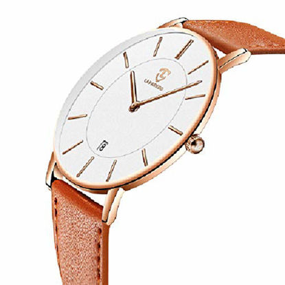 Picture of Watch, Mens Watch, Minimalist Fashion Simple Wrist Watch Analog Date with Leather Strap