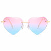 Picture of Dollger Heart Sunglasses for Women Thin Metal Frame Lovely Heart Style Pink and blue lens