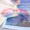 Picture of Dollger Heart Sunglasses for Women Thin Metal Frame Lovely Heart Style Pink and blue lens