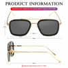 Picture of Tony Stark Sunglasses Vintage Square Metal Frame Eyeglasses for Men Women - Iron Man and Spider-Man Sun Glasses (Gold/Black/Grey)