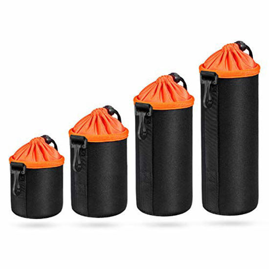 Picture of Lens Pouch,Waterproof Protective Lens Bag for SLR Camera Lens,with Adjustable Drawstring and Rotating Clamp,Camera Lens Bag for Nikon, Pentax, Sony, Olympus, Panasonic, Etc.