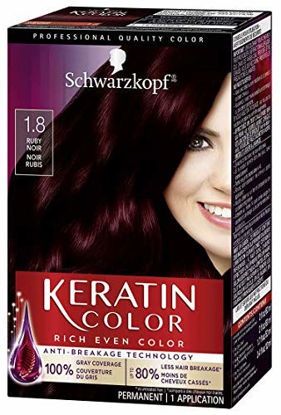 Picture of Schwarzkopf Keratin Color Permanent Hair Color Cream, 1.8 Ruby Noir (Packaging May Vary), Pack of 1