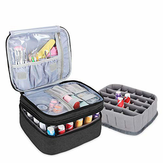 Picture of Luxja Nail Polish Carrying Case - Holds 30 Bottles (15ml - 0.5 fl.oz), Double-layer Organizer for Nail Polish and Manicure Set, Black (Bag Only)