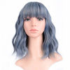 Picture of VCKOVCKO Wavy Wig Short Bob Wigs With Air Bangs Shoulder Length Women's Short Wig Curly Wavy Synthetic Cosplay Wig Pastel Bob Wig for Girl Colorful Costume Wigs(12", Mix Blue)