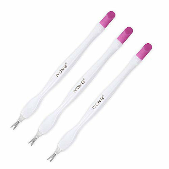 Picture of IVON 3 Pack Nail Cuticle Trimmer Pusher Remover, Double End & Plastic Handle (White)