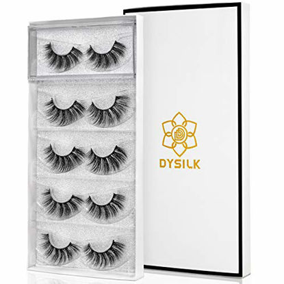 Picture of DYSILK 5 Pairs 6D Mink Eyelashes Faux Dramatic Long Fluffy False Eyelashes Volume Extension Makeup Fake Eyelashes Thick Reusable Eyelashes Without Glue |007-18mm