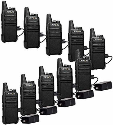 Picture of Retevis RT22 Walkie Talkies Rechargeable,Long Range Two Way Radio,2 Way Radio for Adults, Handsfree VOX Mini, for Business Office School Church Restaurant Retail(Black,10 Pack)