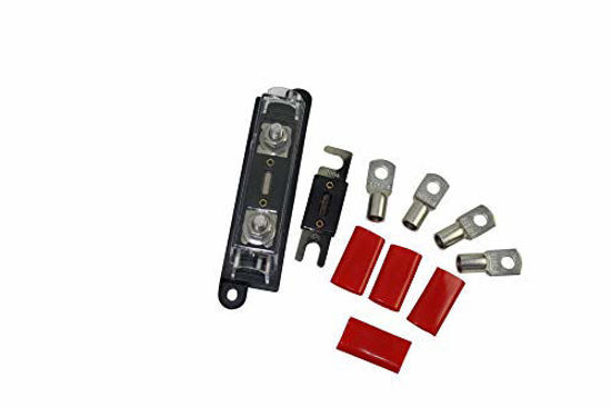 Picture of ANL Fuse Holder+2 pcs of 300A Fuses+4pcs of 1/0 AWG Cable Ring Terminal Lugs 5/16'+4 pcs Terminal insulators All-in- One Pack (300A)