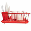 Picture of Sweet Home Collection 3 Piece Dish Drainer Rack Set with Drying Board and Utensil Holder, 12" x 19" x 5", Red