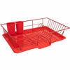 Picture of Sweet Home Collection 3 Piece Dish Drainer Rack Set with Drying Board and Utensil Holder, 12" x 19" x 5", Red