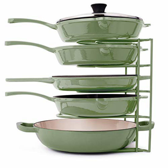  Cuisinel Pots and Pans Organizer for Cast Iron Skillets and  Griddles - Heavy Duty Pan Rack - Holds Up to 50 LBS- Horizontal or Vertical  Use - Durable Steel Construction 