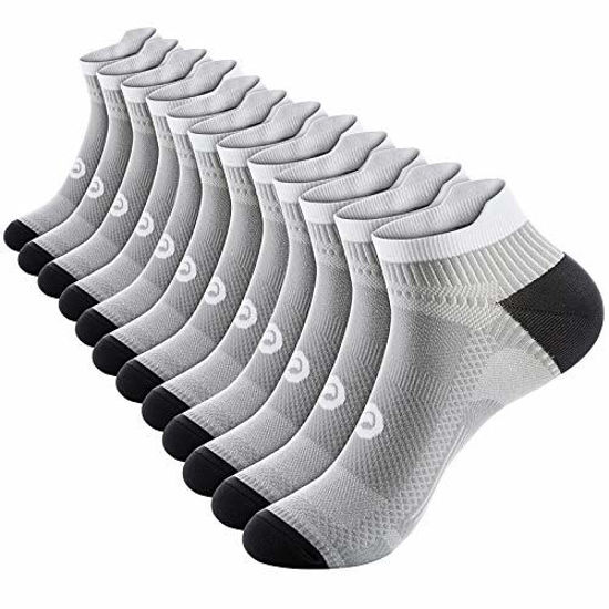 Picture of Low Cut Compression Socks for Men and Women (6 Pairs), No Show Ankle Running Socks with Arch Support for Plantar Fasciitis, Cyling, Athletic, Flight, Travel, Nurses. Gray L/XL