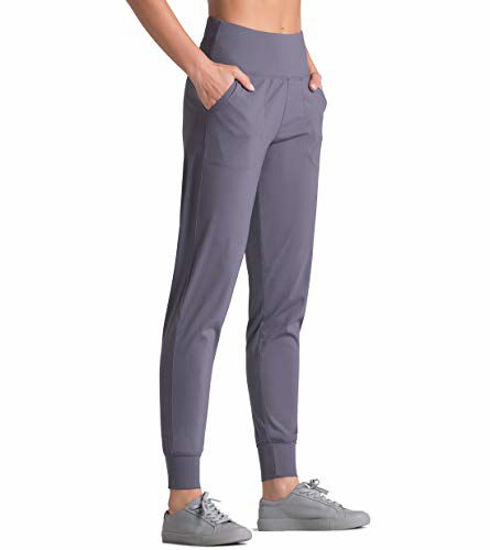 Picture of Dragon Fit Joggers for Women with Pockets,High Waist Workout Yoga Tapered Sweatpants Women's Lounge Pants (Joggers78-Vintage Purple, Medium)