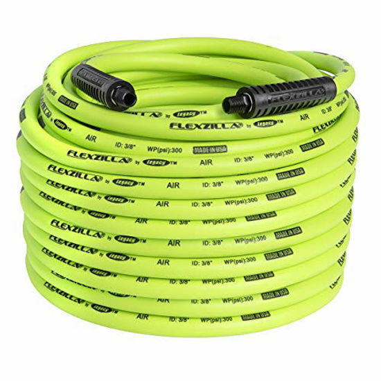 Picture of Flexzilla Air Hose, 3/8 in. x 100 ft, 1/4 in. MNPT Fittings, Heavy Duty, Lightweight, Hybrid, ZillaGreen - HFZ38100YW2