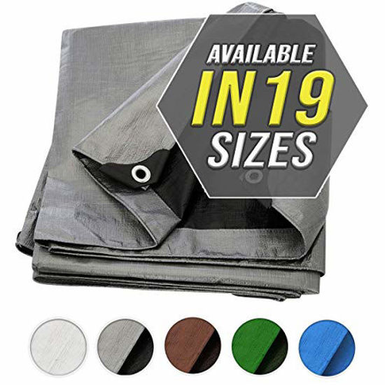 Picture of Tarp Cover Silver/Black Heavy Duty Thick Material, Waterproof, Great for Tarpaulin Canopy Tent, Boat, RV or Pool Cover!!!