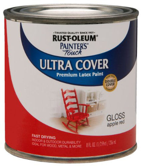 Picture of Rust-Oleum 1966502 1966-502 Acrylic Latex Paint, Quart, Gloss Apple Red