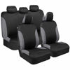 Picture of BDK OS-334-CC Charcoal Trim Black Car Seat Covers Full 9pc Set - Sleek & Stylish - Split Option Bench 5 Headrests Front & Rear Bench