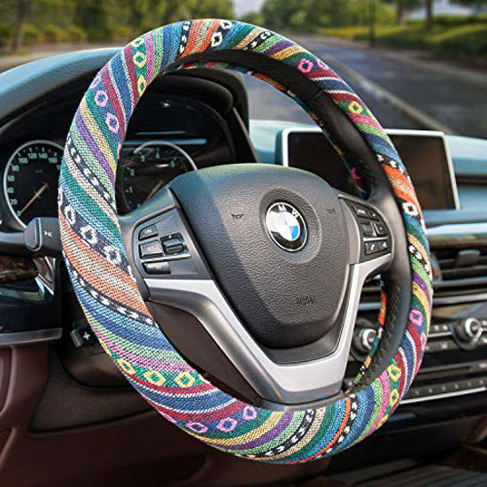 Picture of Valleycomfy Boho Universal 15 inch Steering Wheel Covers with Cloth for Women