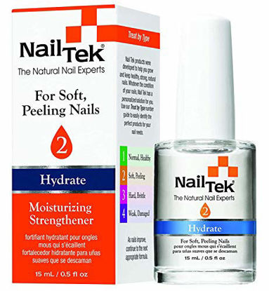 Picture of Nail Tek Hydrate 2, Moisturizing Strengthener for Soft and Peeling Nails, Nourish, Protect Nails from Chips, Splits, Peeling, and Breakage, 0.5 oz, 1-Pack