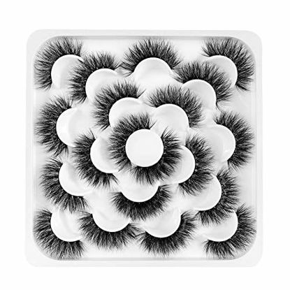 Picture of Newcally Lashes Fake Eyelashes Pack 20MM Dramatic Faux Mink Lashes 10 Pairs Thick Long Crossed Fluffy Volume Handmade Strip Eye Lashes Bulk